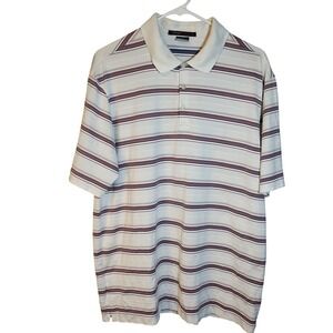 Tiger Woods Collection Golf Polo Shirt Striped Dri-FIT Athletic Large Purple